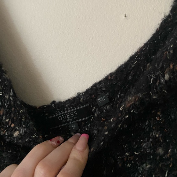 Guess Black Speckled Knit Cut Out Sweater - Picture 6 of 10